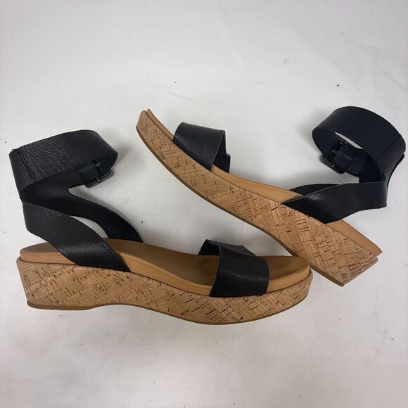 Kork-Ease Womens Black Leather Cork Sole Ankle Strap Sandals Size 39 US 8.5 - Picture 2 of 9